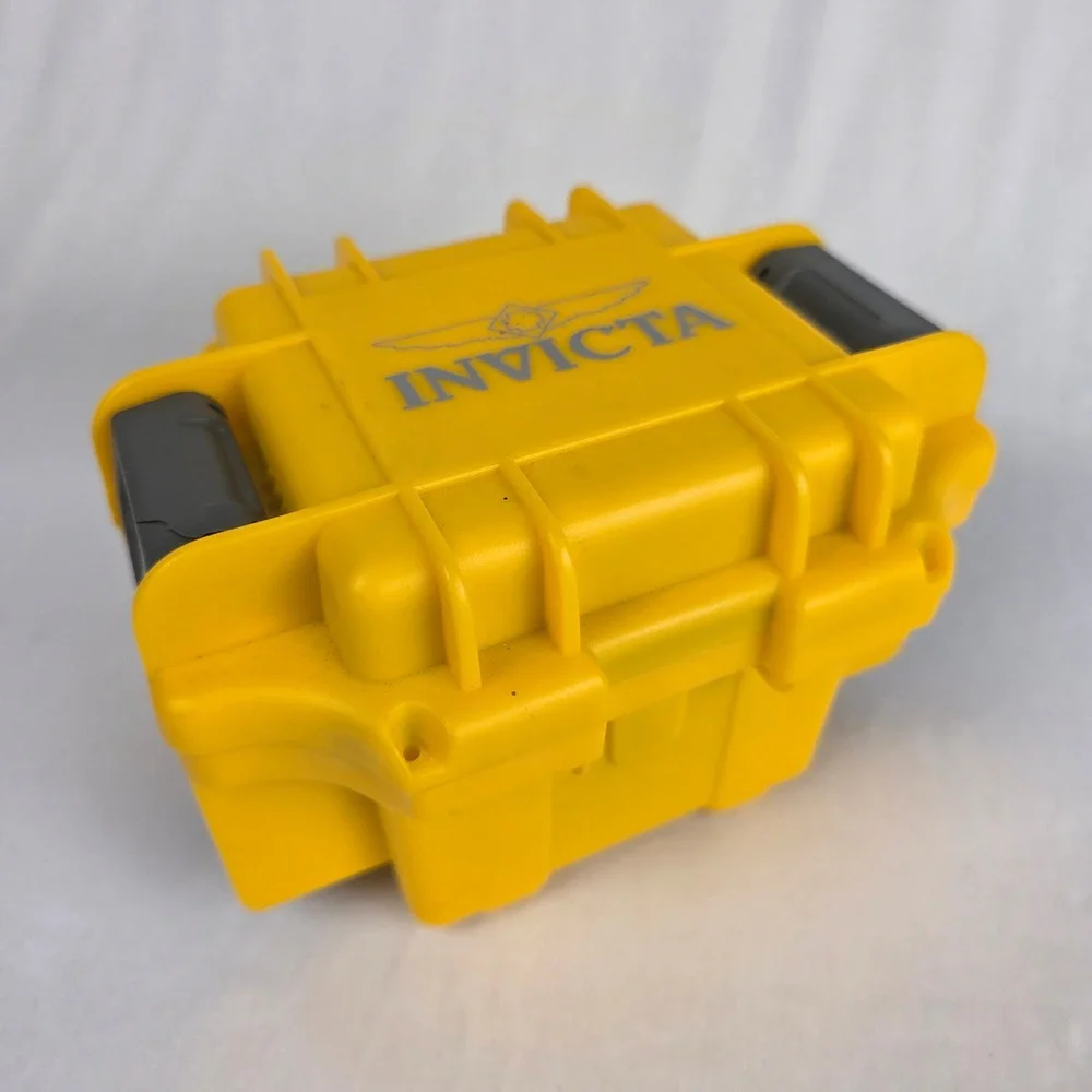 Invicta Watch Waterproof Impact Case Yellow Hard Shell Manual NO WATCH Geocache